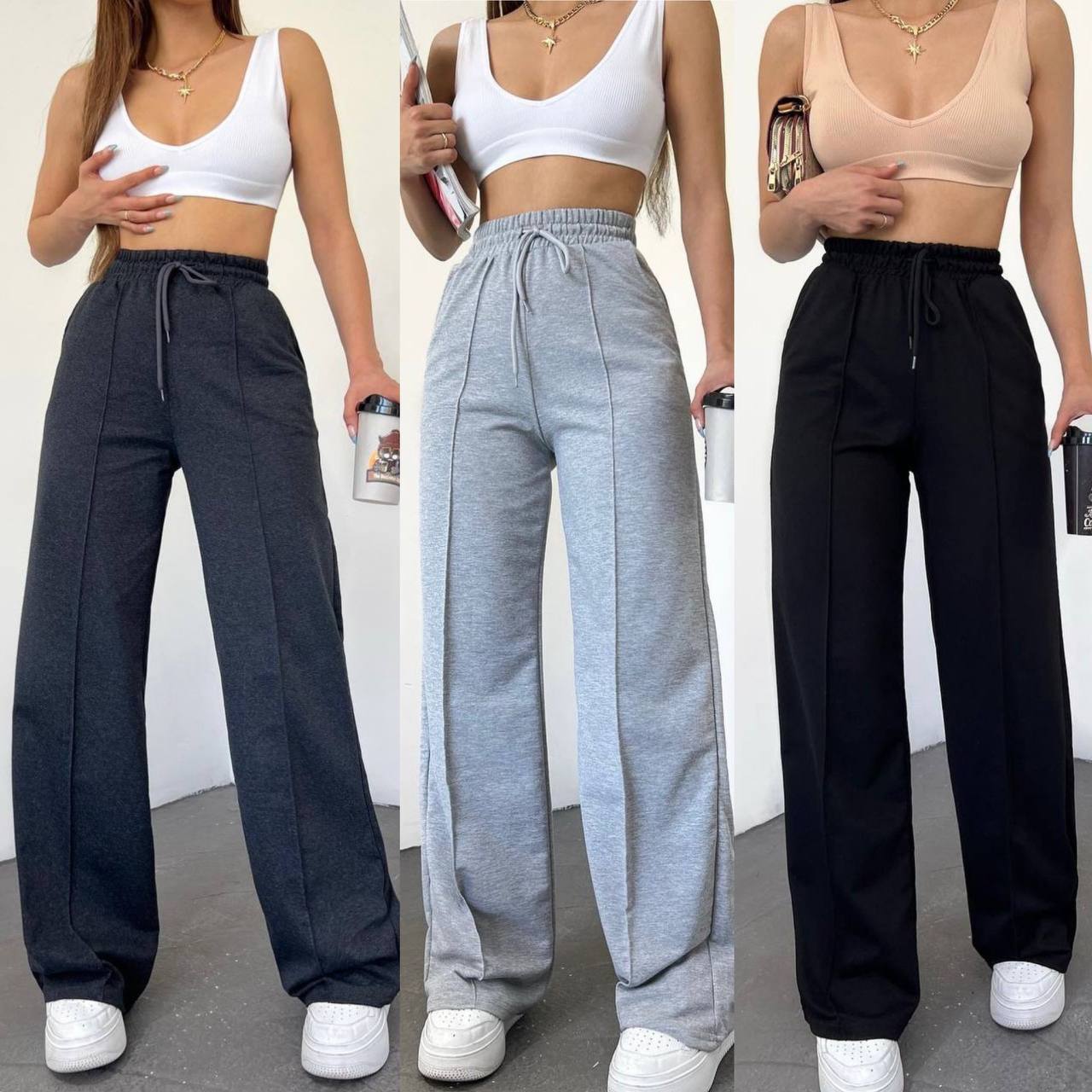 Pantalones deportivos básicos con costuras dobles