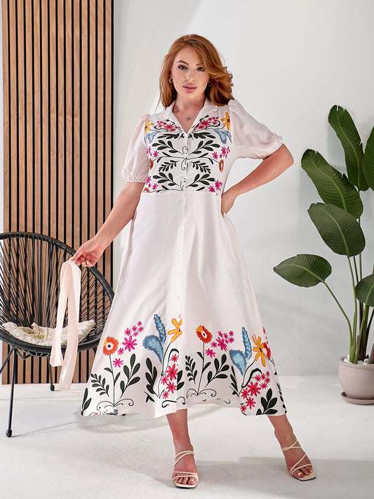 Excelente vestido vaporoso de mujer con estampado floral