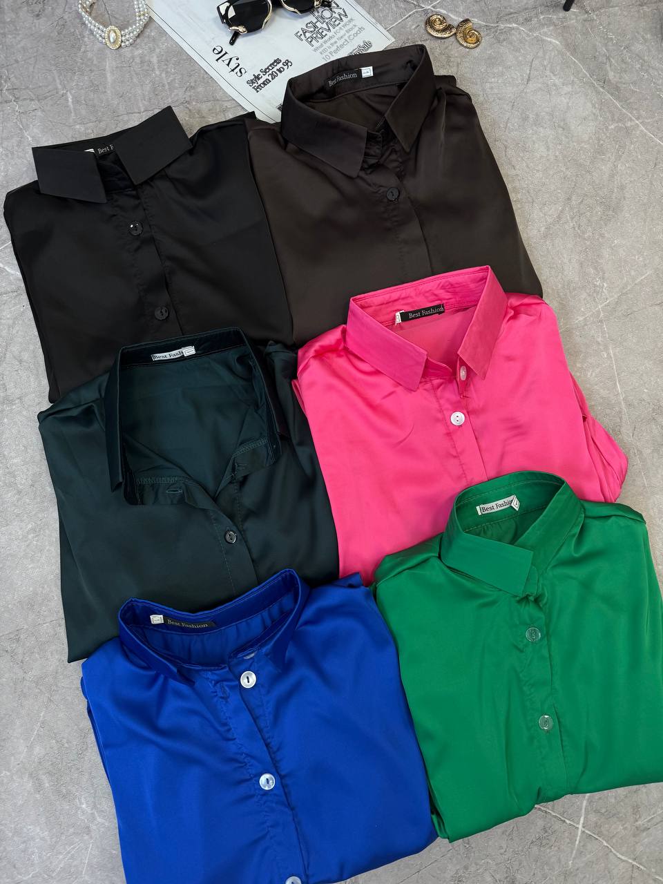Trajes de seda conjunto camisa + top + pantalones