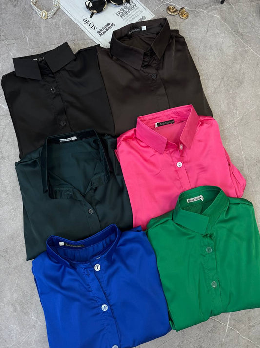 Trajes de seda conjunto camisa + top + pantalones