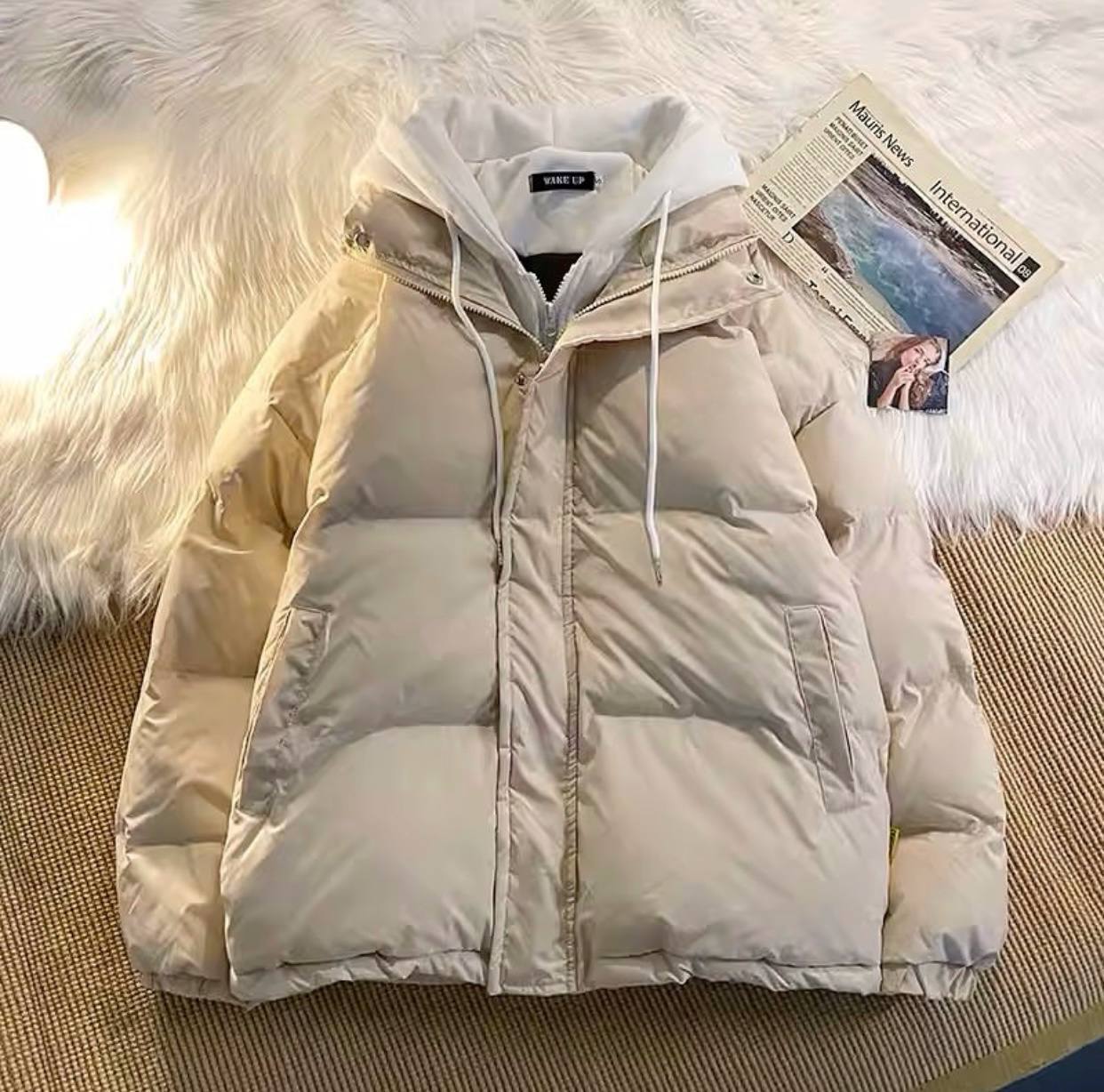 Chaqueta de plumas con capucha cosida
